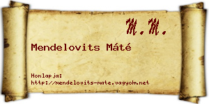 Mendelovits Máté névjegykártya