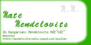 mate mendelovits business card